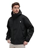 Venzina® Men's Windproof Hiking Jacket Water & I Breathable Mesh Liner Detachable Hood I Trekking & Daily Use Windbreaker (Matching Women's Jacket Available), Black-M