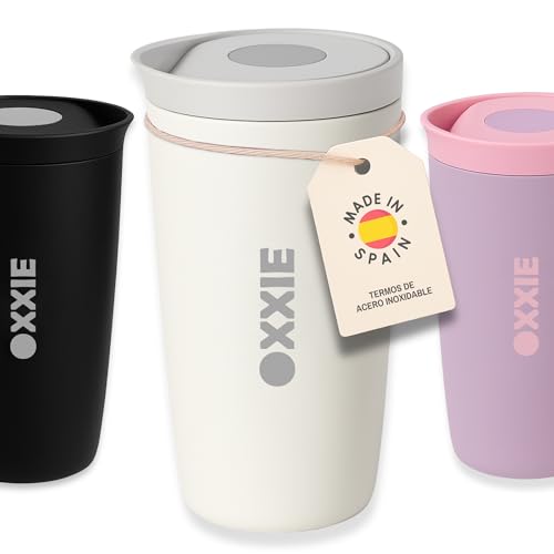 OXXIE Copo térmico café para transportar pequeno 350 ml, copo térmico, isolamento de parede dupla, caneca de café de aço inoxidável, caneca térmica com tampa hermética, reutilizável e anti-gotejamento