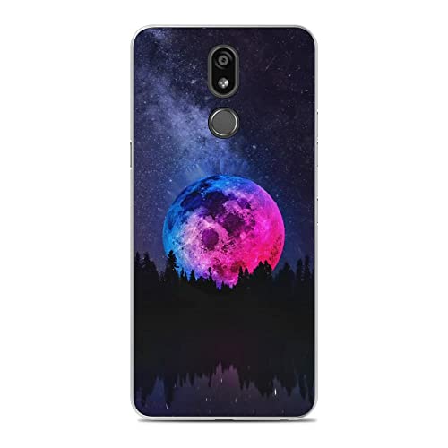 Case for LG K40/K12 Plus, Night Sky Moon 7 Clear Slim Shockproof Soft TPU Silicone Fashion Gift Lightweight Pattern Protective Back Case