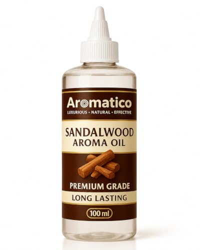 Image of AROMATICO Pure Sandalwood Aroma Diffuser Oil | Long-Lasting Fragrance Oil for Homes, Offices & Showrooms. Ideal Aromatherapy for Diffusers, Reed Diffusers, Air-Purifiers & Candles 100 ml