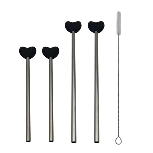 Pajita de metal con forma de corazón lavable para zumos y cócteles 2