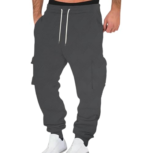 Men's Cargo Pants Stylish Patterned Casual Track Pants with Pockets Joggers Durable Fashion for Daily Outfits Travel（Dark Gray，X-Large）
