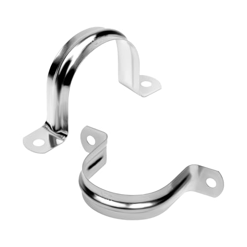 Image of 20Pcs 2 Inch Stainless Steel Conduit Clamps, 2 Hole Strap U Bracket Rigid Pipe Strap, Tension Clips U-Tube Clamp for Pipe Fixing on Various Surfaces