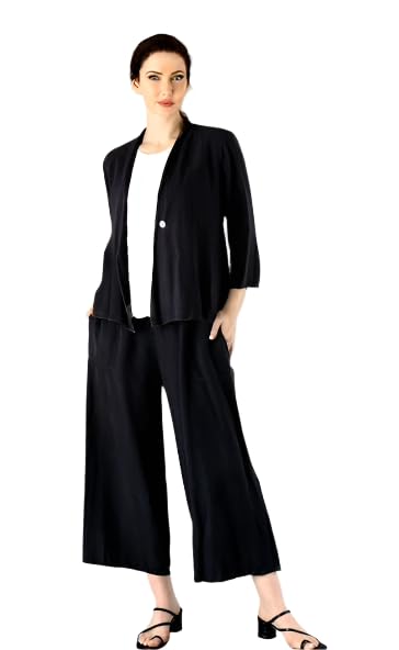 FENINI Linen Flat Front Crop Pants.