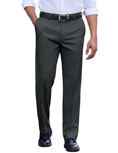 COOFANDY Men's Iron Free Premium Fashion Classic Fit Flat Front Hidden Comfort Waistband Suit Pant