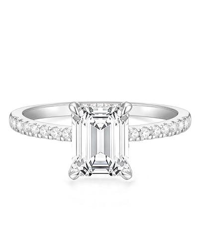 TIGRADE 3CT Engagement Ring for Women Emerald Cut Cubic Zirconia Wedding Band CZ Promise Wedding...