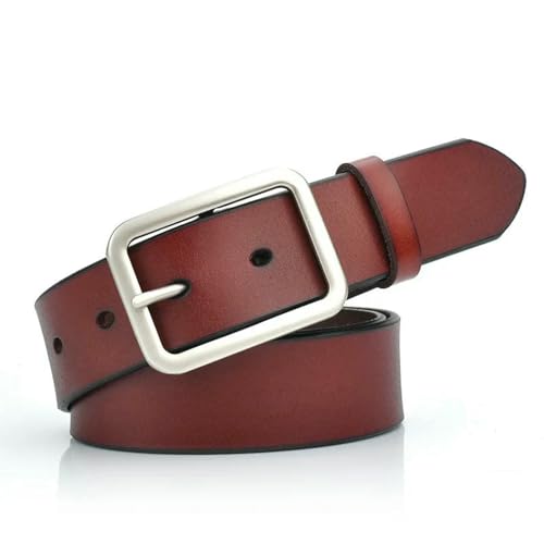 Women White Black Retro Casual Fashion Trendy Metal Square Pin Buckle Leather Belt For Jeans