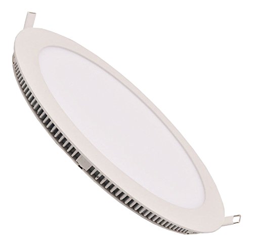 LOWENERGIE 24w LED Round Ceiling Panel Light White Recessed Down Lighting, 300mm Dia, 200w Halogen Equivalent (6000K) — image 1