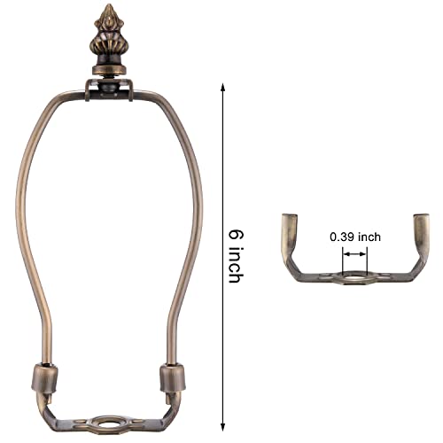 Canomo 2 Set 6 Inches Heavy Duty Lamp Harp Fitter With Saddle And Pineapple Whisker Finial For Lamp Shades(Antique Brass) #TOP5