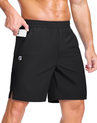 Image of GGJ Men's Lightweight Athletic Shorts with 2 Zipper Pockets 7 inch /9 inch /5 inch Gym Workout Running Quick Dry Tennis Shorts for Men