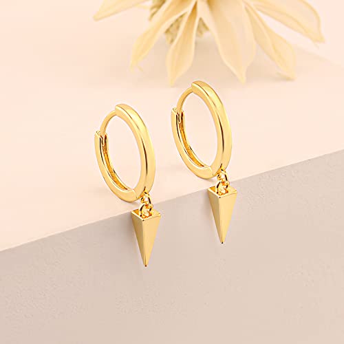 SANNYRA Huggie Earrings for Women, 14K Gold Plated Drop Dangle Earrings, Spike, Star, Lock, Lightning, Geometric, Personalized Punk Jewelry4