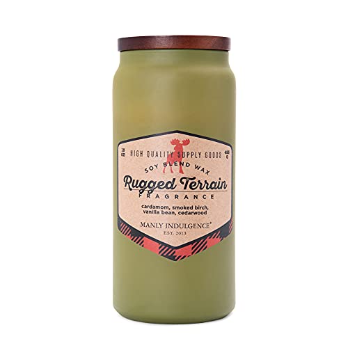 Manly Indulgence Rugged Terrain Scented Jar Candle, Adventure Collection, Green, 15 Oz - Up To 60 Hours Burn #TOP6