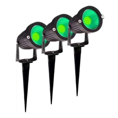 Kit 3 Espeto Led Jardim Bivolt 7W Prova D'água Iluminação Verde