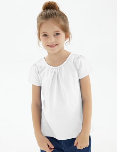 Image of Noomelfish Girls Criss Cross Back T-Shirts Short Puff Sleeve Tee Tops (5-12 Years)