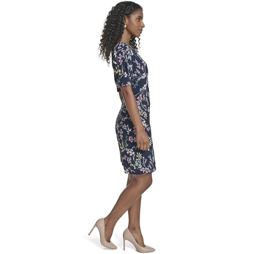 Image of Tommy Hilfiger Women's Short Puff Sleeve V-Neck Shift Mini Dress