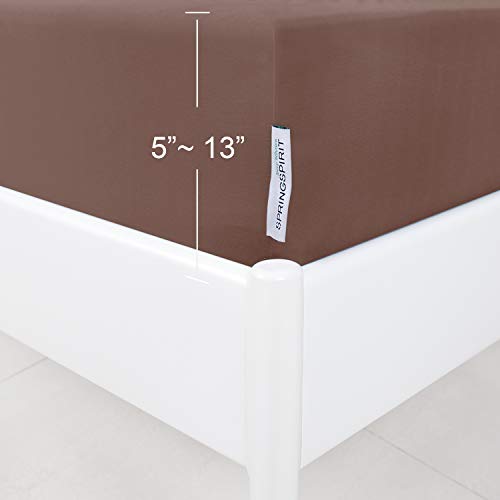 Box Spring Cover Queen Size with Smooth and Elastic Woven Material, Alternates for Bed Skirt, Wrinkle & Fading Resistant, Washable, Dustproof, Brown