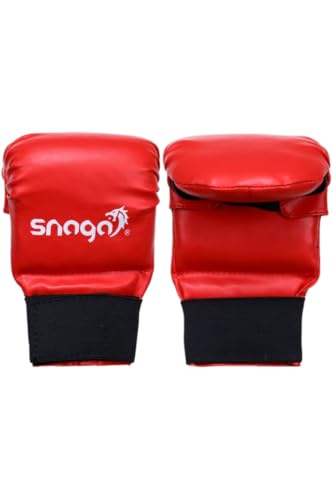 Image of Snaga Karate Gloves /Boxing Training Gloves, Lightweight Padding, Elasticated Hook & Loop Strap Closure for Better Performance, Protection and Comfort (Red, M) (10-13 Years Old)
