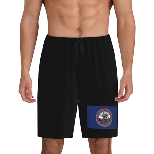 Flag of The Chickasaw Nation Pajama Shorts for Men, Men's Pajama Bottoms, Sleepwear for Summer