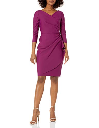 Image of Alex Evenings Women's Slimming Short Sheath 3 /4 Sleeve Cocktail Dress, Wedding Guest