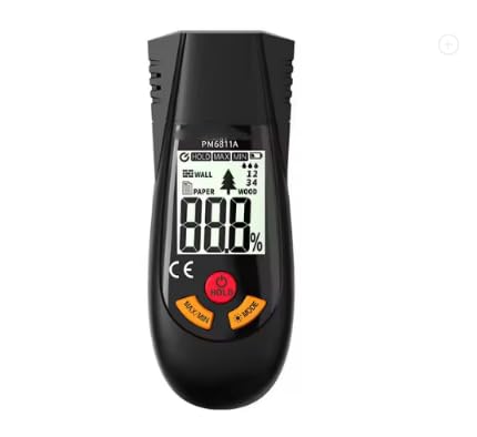Front view of the PM6811A Digital Wood Moisture Meter showing display and buttons