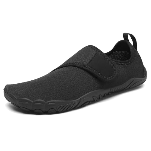 Mishansha Five Fingers Water Shoes Mens Quick Dry Barefoot Shoes Women Lightweight Swim Shoes Men Aqua Beach Boating Athletic Outdoor Black 10.5 Women/8.5 Men