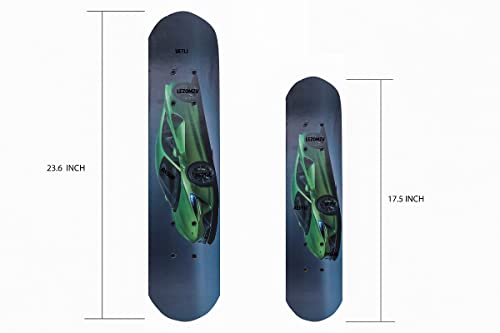 Image of Portable Skateboard, 4 Wheels Skate Boards, Mini Cruiser Skateboard, Beginners Long Board, for Kids /Adults-Multi Color (Green car skert)