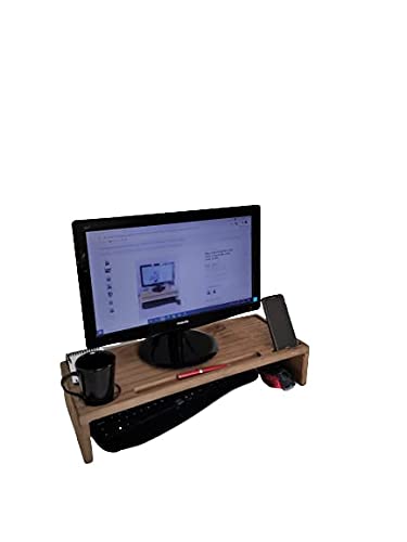 Mesa Suporte Monitor TV Notebook Organizador Madeira Maciça (Nogueira (escuro))