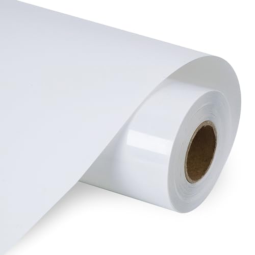 Image of HTVVETUR HTV Vinyl Rolls Heat Transfer Vinyl - 12 inch x 9ft White HTV Vinyl for Shirts, Iron on Vinyl for Cameo - Easy to Cut & Weed for Heat Vinyl Design (01 K1 White-9ft)