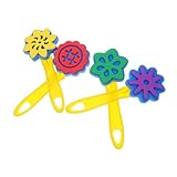 MAGICLULU 4 Stück Schwammstempel Set Eva Pinsel mit Bunten Motiven für Kreatives Malen und DIY Bastelaktivitäten Abwaschbare Schwammpinsel für Jungen und Mädchen im Kunstunterricht