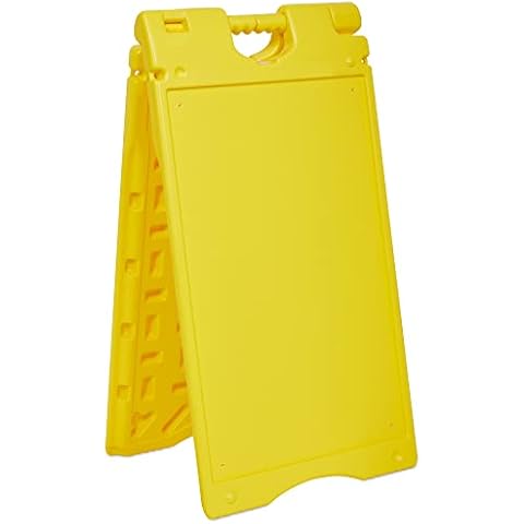 Jumbl A-Frame Signboard 15.7” x 26” Display Surface - Small Outdoor Sandwich Board w/Weather Resistant PVC Sign Protector & Sand Fill Holes - Dual Signage Stand for Storefront Sidewalk Curb (Yellow) Cover