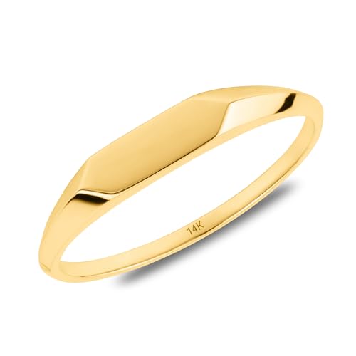 Thin 14K Gold Signet Ring for Women & Men | Comfortable Gold Band Ring | Hypoallergenic and Anti-Tarnish Stacking Ring in Sizes 6 to 8 by MAX + STONE