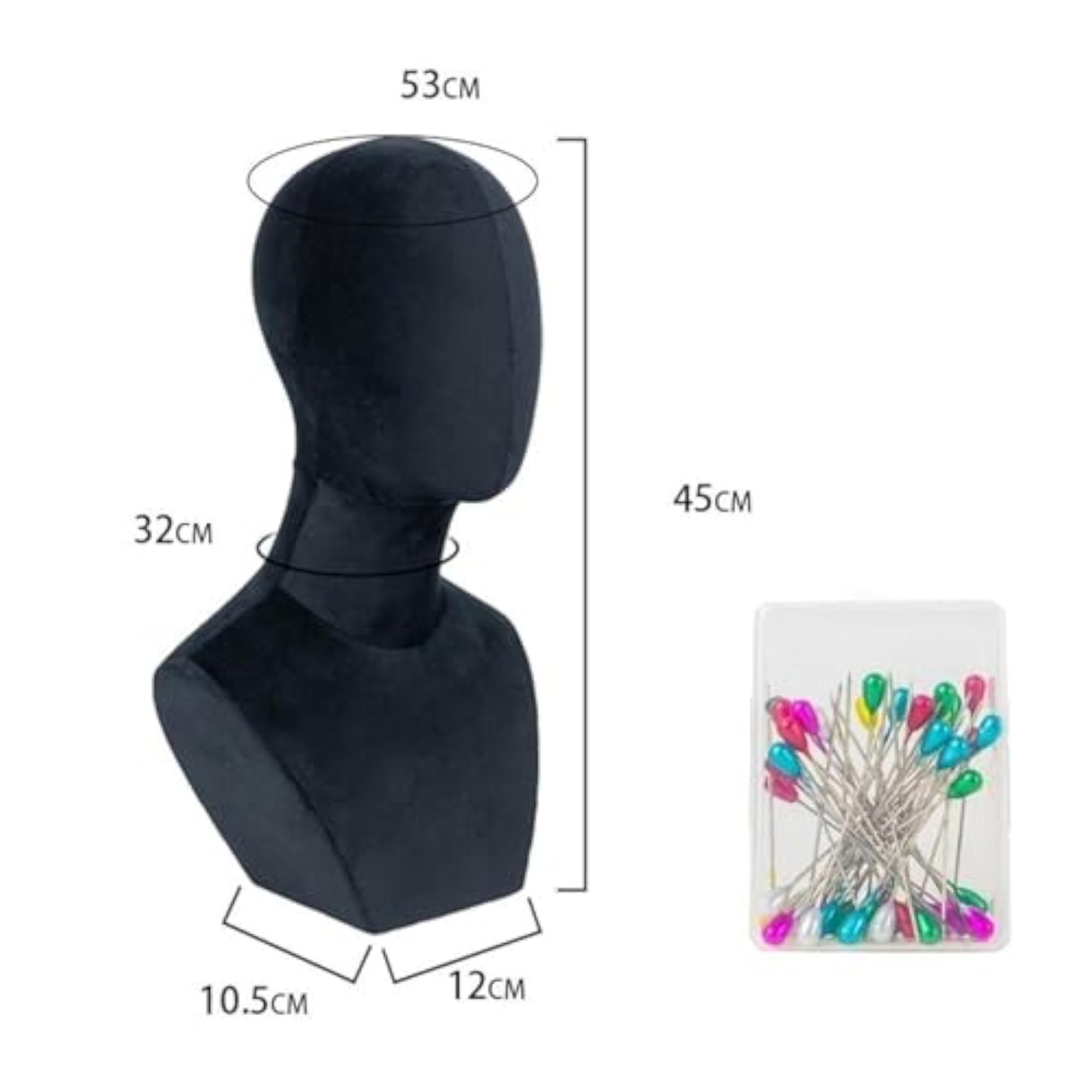 Wig Display Model Head Mannequin Stand for Hat and Wig Cap, Black