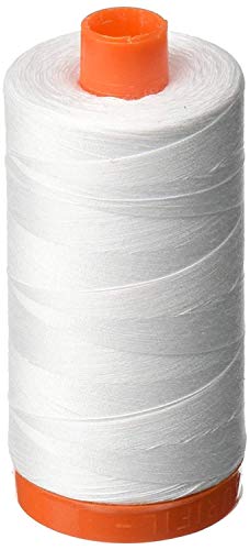 Hilo de algodón sólido Aurifil A1050 blanco 50 wt para unir bloques de patchwork sin abultar 3