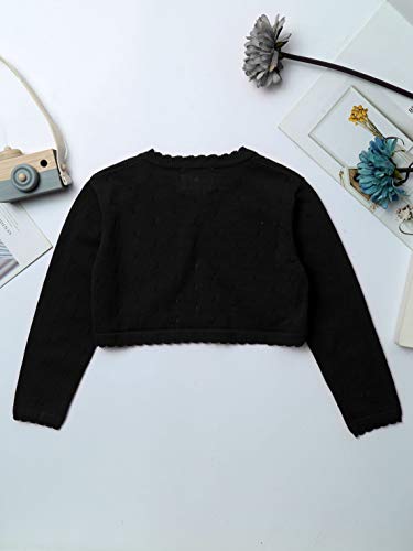 Kids Girls Long Sleeve Bolero Cardigan Shrug Single Button Cropped Knitted Sweater Jacket Girls Dress Cover Up4