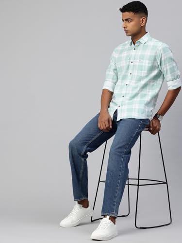 Image of Majestic Man Comfort Slim Fit Pure Cotton Checked Casual Shirt