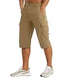 Khaki Shorts for Men Cargo Long Shorts Quick Dry Shorts Hiking Shorts Athletic Workout Shorts Mens...