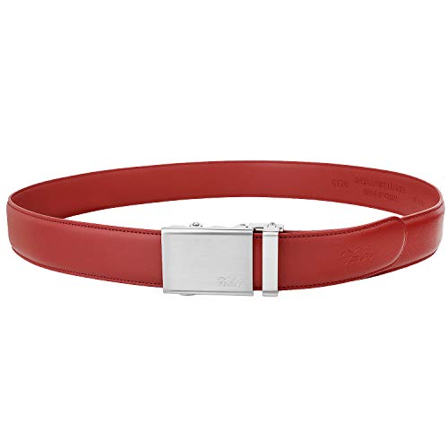 Image of Falari Men Unisex Genuine Leather Ratchet Dress and Casual Belt, Automatic Sliding Buckle, Trim to Fit