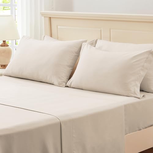 Image of Zzlpp Beige Queen Comforter Set 7 Pieces, Seersucker Bed in a Bag for Bedroom, All Season Bedding Sets with 1 Comforter, 2 Pillow Shams, 2 Pillowcases, 1 Flat Sheet, 1 Fitted Sheet