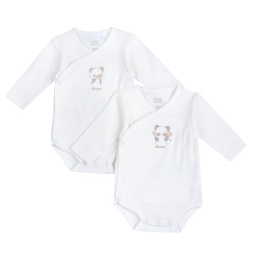 Chicco, Body in cotone, a manica lunga, apertura spalla, Bebé - Unisex, Bianco, 1M, Diseñado en Italia