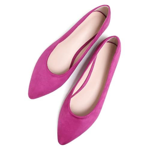 Image of Dear Time Women's Pointed Toe Ballet Flats Simple Casual Office Work Flats Slip-on Comfortable Shoes