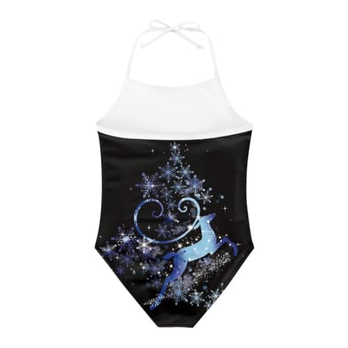 Image of Christmas Girls One-Piece Swimsuits Beach Halter Swimwear Bathing Suit for 3-10 Years