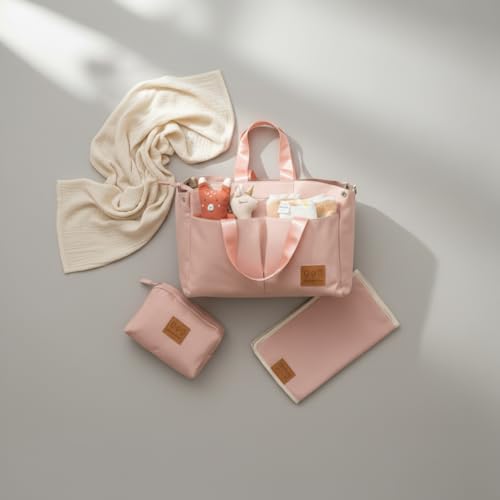 Image of abracadabra Everyday Essentials Diaper Bag For Mother, Maternity Bag for Newborn Baby, Waterproof and Multipurpose, (37 x 14 x 28 cm) - Dusty Pink