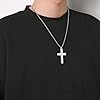 HZMAN Stainless Steel Cross Necklace for Men Women Inspiring Lord's Prayer Cross Pendant Jewelry Gift (Silver) #2