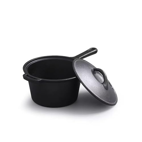 LIYGAOF Topf Induktion Klein mit Deckel: 18cm Gusseisen Bratpfanne Kochtopf Robust Langlebig Starke Wärmedämmung Geeignet Braten Schmoren Leicht Reinigen