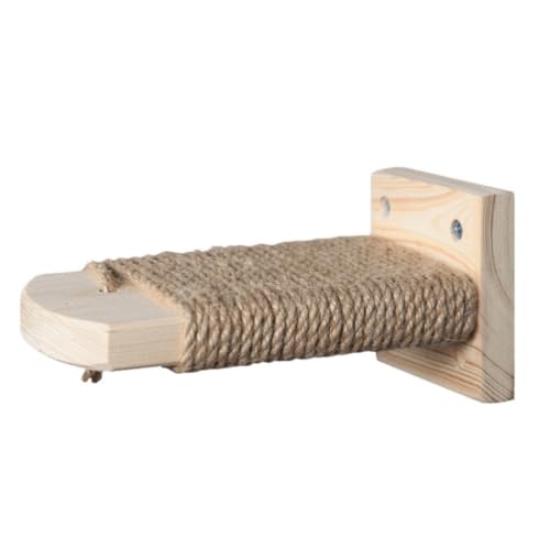 Qfmr猫用クライミングツリー・キャットケージ・猫用階段 省スペース設計 クライミングツリー・天然木ジャンプ台 壁掛け式・設置不要 (10*7.5*21CM,ナチュラル)