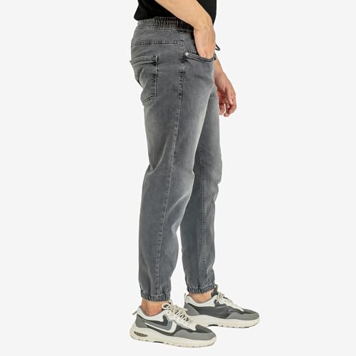 Essentials Men's Casual Slim Fit Denim Jogger Pants Relaxed Fit, Elastic Waist, Adjustable Fabric3