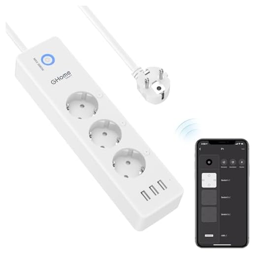 GHome Smart WLAN Steckdosenleiste mit 3 AC-Steckdose und 3 USB,Separat Gesteuert Schalter mit Mehrfachsteckdose,Stromverbrauch Messen,App-Steuerung,Kompatibel mit Alexa,Google Home,Nur 2,4GHz,16A,1.5M