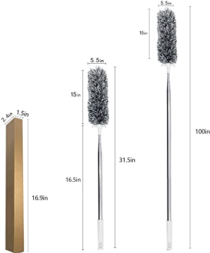 Image of Fan Cleaning Duster with Extendable Long Handle | Microfiber Ceiling Cleaner Brush for Fan Blades, Walls & High Areas | Flexible Bendable Head Dusting Tool for Home, Office, Cobweb Removal
