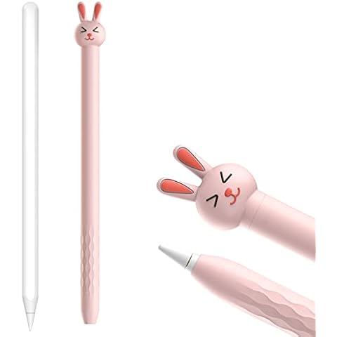 Gesuche Case Compatible with Apple Pencil 2nd Generation,Cute Cartoon Animal Anti-Fall Silicone Protector Sleeve Grip Skin Cover Holder Pocket Pen Stick Accessories Kit for iPad (Pink Rabbit) Cover