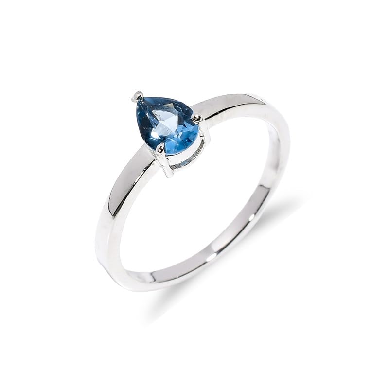 Bague topaze bleue Londres en argent, haute joaillerie vintage